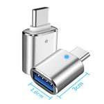 3 STK. USB 3.0 Buchse auf USB-C / Typ-C Stecker OTG Adapter mit Kontrollleuchte, 3 STK. mit Kontrollleuchte
