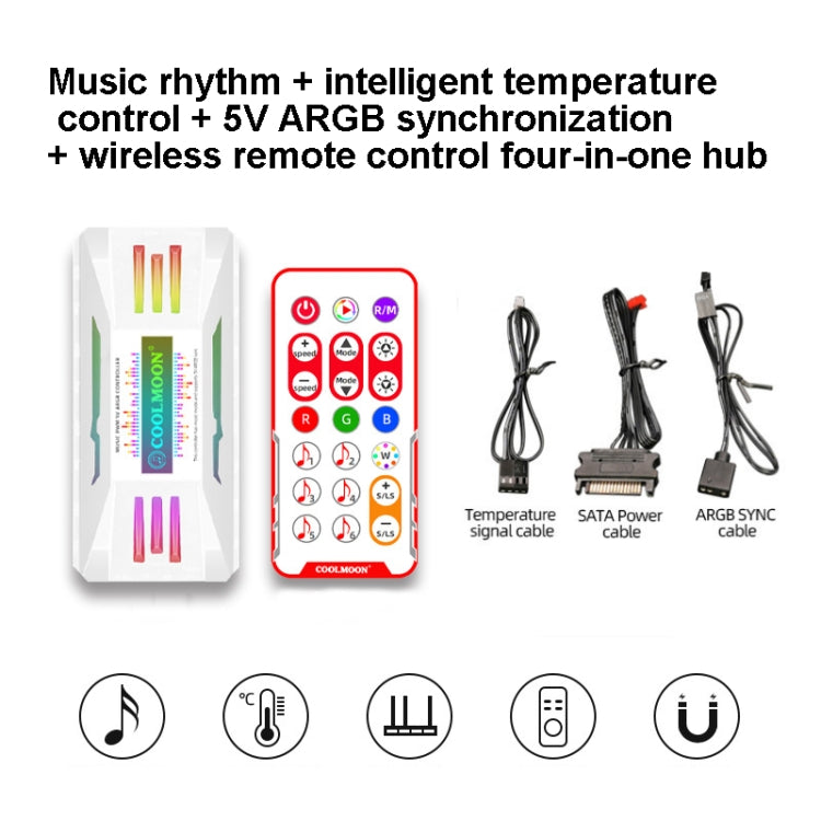COOLMOON CM-MPAC PWM 5V ARGB Kühlventilator Fernbedienung für PC-Gehäuse, Stil:, 4 in 1 (Weiß), 4 in 1 (Schwarz), 3 in 1 Controller (Weiß), 3 in 1 Controller (Schwarz)