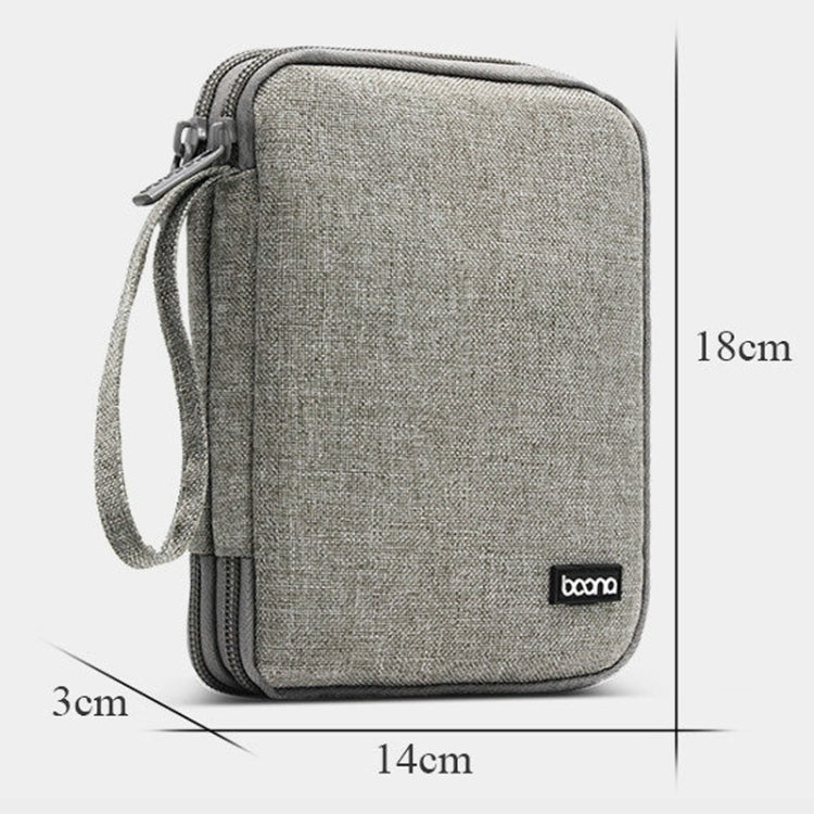 Baona BN-D004 Doppellagige Datenkabel-Aufbewahrungstasche Digitale Zubehör-Organizer Tasche, Grau, Schwarz
