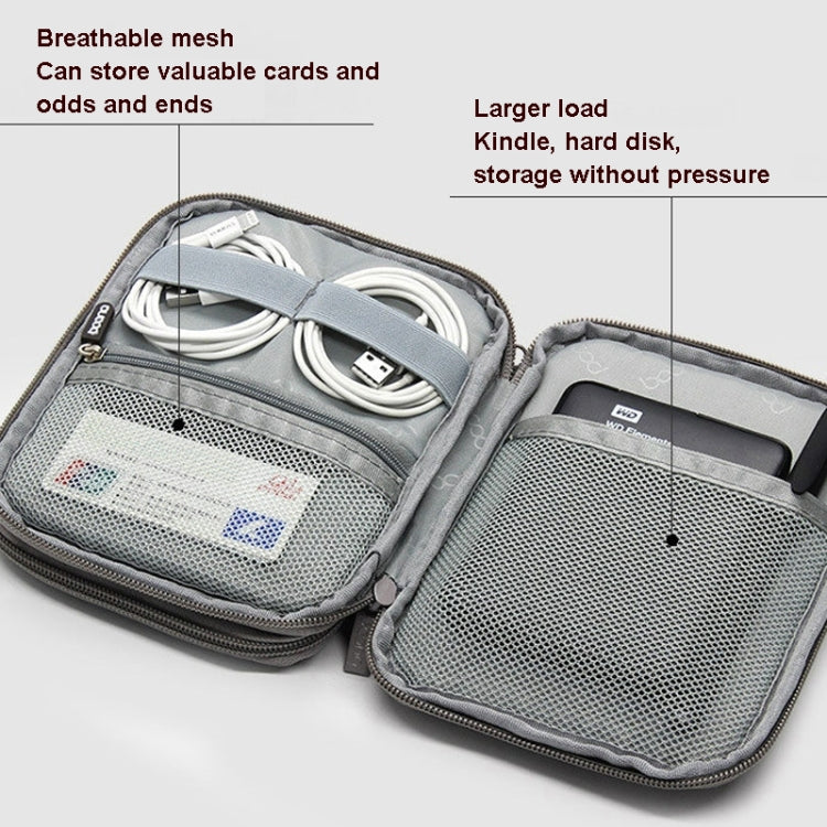 Baona BN-D004 Doppellagige Datenkabel-Aufbewahrungstasche Digitale Zubehör-Organizer Tasche, Grau, Schwarz