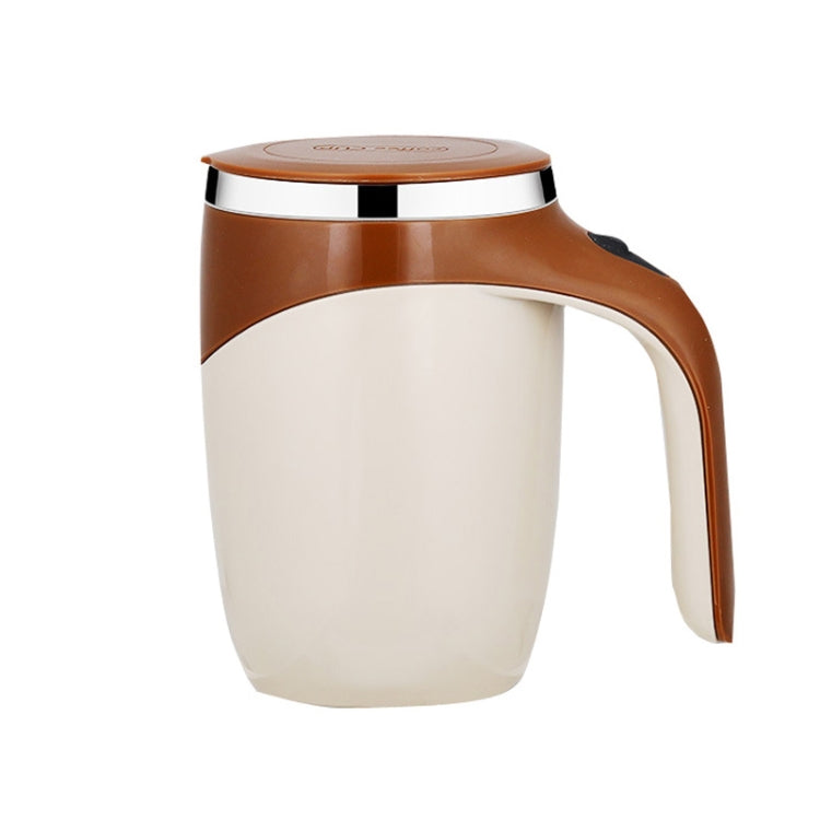 A223 Edelstahl-selbstmischende magnetische Kaffeetasse, Weiß, Braun