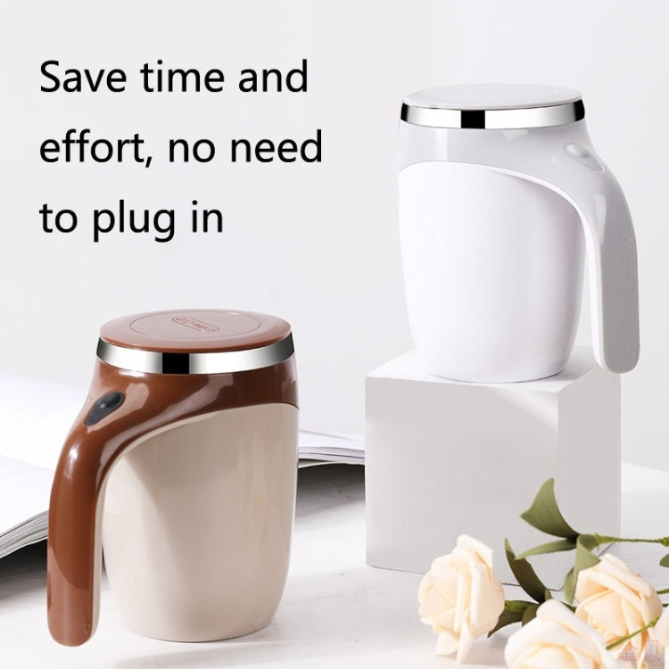 A223 Edelstahl-selbstmischende magnetische Kaffeetasse, Weiß, Braun