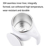 A223 Edelstahl-selbstmischende magnetische Kaffeetasse, Weiß, Braun