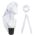 3-teiliges Set: Haarpflegehaube + Turban + Haarring, Rot, Blau, Lila, Schwarz, Weiß, Orange, Rosarot, Silber, Champagner, Hellblau