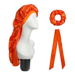 3-teiliges Set: Haarpflegehaube + Turban + Haarring, Rot, Blau, Lila, Schwarz, Weiß, Orange, Rosarot, Silber, Champagner, Hellblau