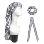 3-teiliges Set: Haarpflegehaube + Turban + Haarring, Rot, Blau, Lila, Schwarz, Weiß, Orange, Rosarot, Silber, Champagner, Hellblau
