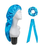 3-teiliges Set: Haarpflegehaube + Turban + Haarring, Rot, Blau, Lila, Schwarz, Weiß, Orange, Rosarot, Silber, Champagner, Hellblau