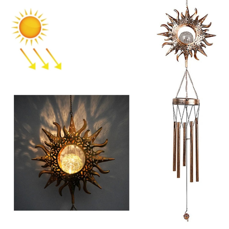 Solar Hänge-Windspiel-Lampe aus Eisen, Sonne, Mond