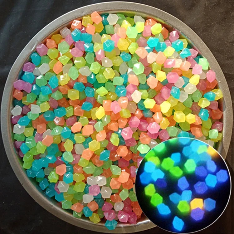 Gartenaquarium Landschaft Harz Leuchtender Rautenstein, Mischfarbe, Blau, Cyan, Grün, Weiß, Lila, Gelb, Rot