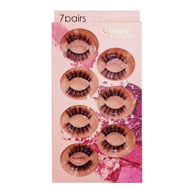 ShidiShangpin 3D Nerz-Wimpern, natürlich wirkend, 7 Paar Wimpern im Set, gemischte Packung für Montag bis Sonntag