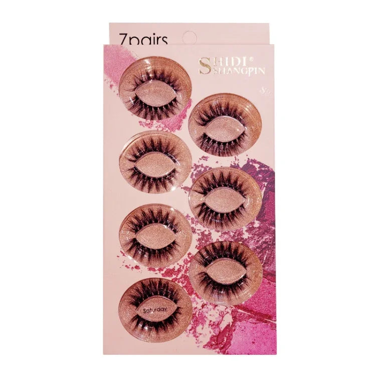 ShidiShangpin 3D Nerz-Wimpern, natürlich wirkend, 7 Paar Wimpern im Set, gemischte Packung für Montag bis Sonntag