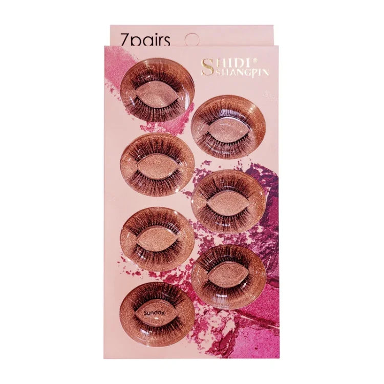 ShidiShangpin 3D Nerz-Wimpern, natürlich wirkend, 7 Paar Wimpern im Set, gemischte Packung für Montag bis Sonntag