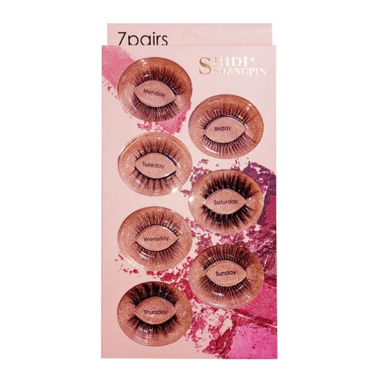 ShidiShangpin 3D Nerz-Wimpern, natürlich wirkend, 7 Paar Wimpern im Set, gemischte Packung für Montag bis Sonntag