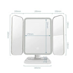 430 Dreiseitige, faltbare LED-Schminkspiegel-Tischleuchte, Netzanschluss, Ladefunktion, dreifarbige Lichtfunktion