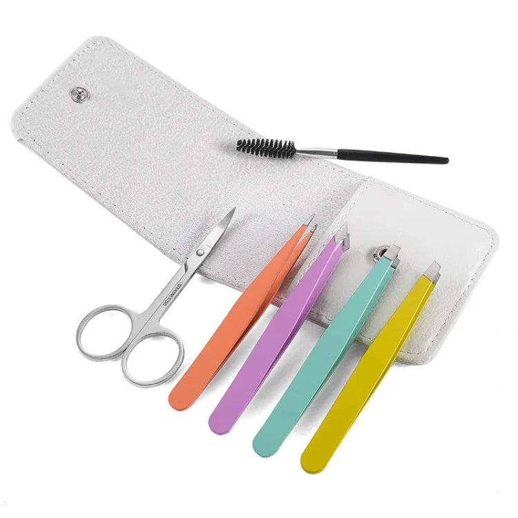 6-in-1 Augenbrauen-Trimmset aus Edelstahl, Schwarz, Bunt