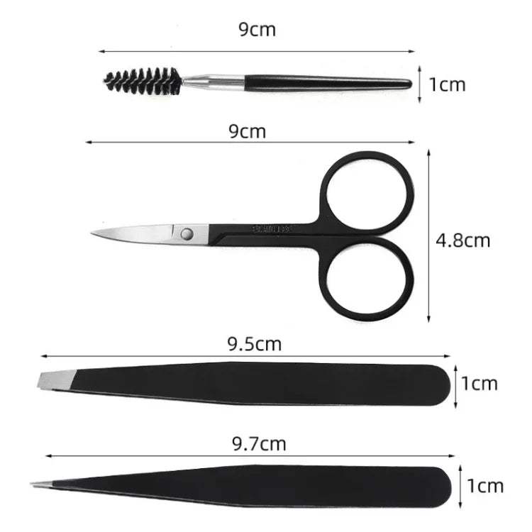 6-in-1 Augenbrauen-Trimmset aus Edelstahl, Schwarz, Bunt