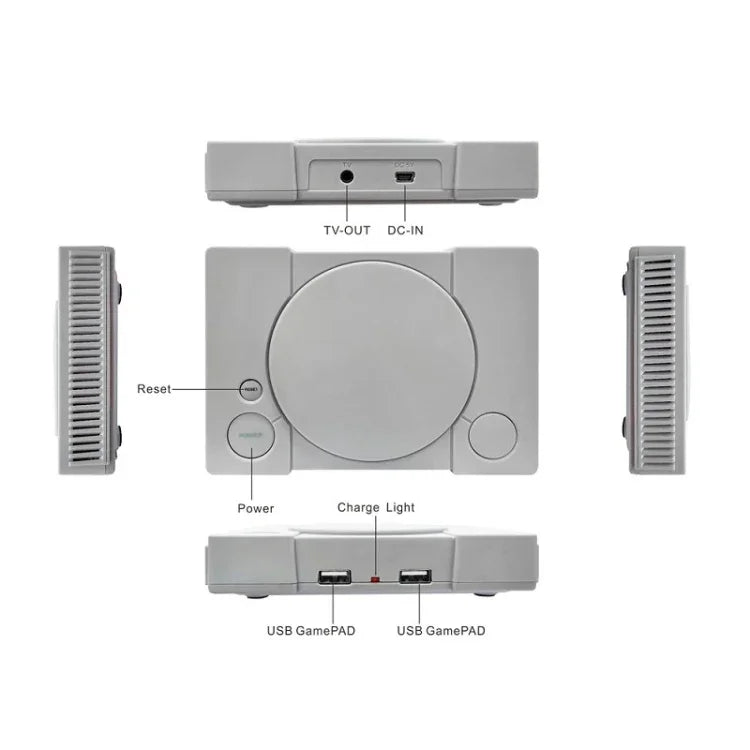 8-Bit Mini-Doppelspieler-TV-Spielkonsole mit 620 integrierten Spielen, PS1 mini (EU-Stecker)