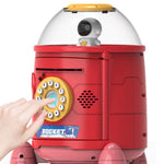 Fingerabdruck-Passwort-Raketen-Spardose, Weiß, Blau, Rot