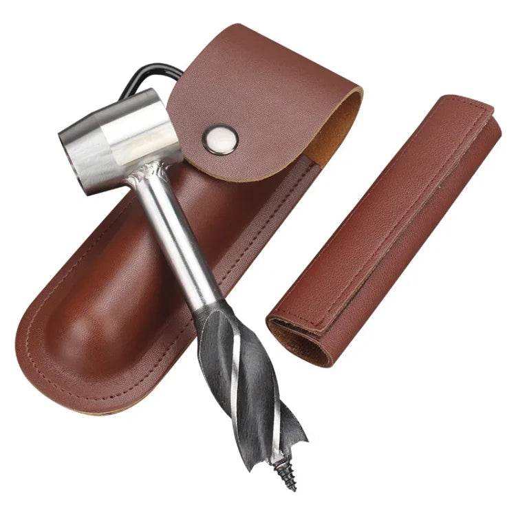 Outdoor Überlebens-Lochbohrer-Werkzeugsatz, Schwarz, Blau, Braun, Beige