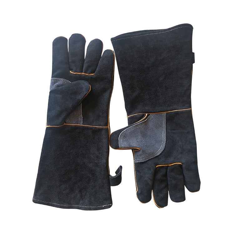 1 Paar Outdoor Garten Schnittfeste Rindsleder Schweißhandschuhe, Länge, 35cm, 40cm