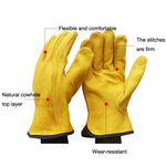 1 Paar JJ-1011 Rindsleder Outdoor Verschleißfeste Gartenhandschuhe, Größe:, M, L, XL