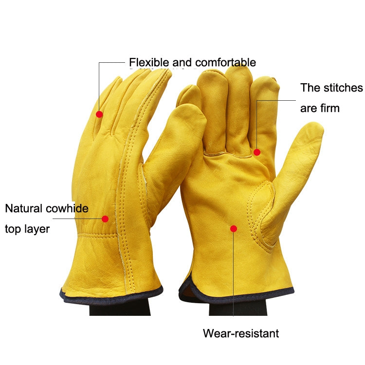 1 Paar JJ-1011 Rindsleder Outdoor Verschleißfeste Gartenhandschuhe, Größe:, M, L, XL