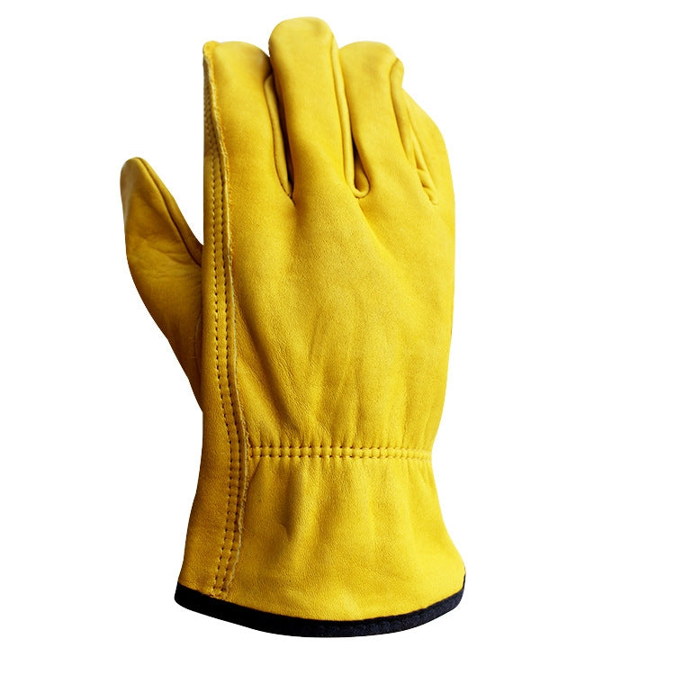 1 Paar JJ-1011 Rindsleder Outdoor Verschleißfeste Gartenhandschuhe, Größe:, M, L, XL