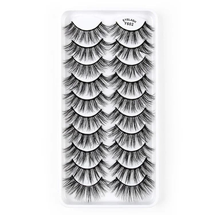 10 Paar 3D-Katzenaugen-Wimpern, natürlich dicht und voluminös, Y600, Y601, Y602, Y603, Y604, Y605, Y606, Y607, Y608, Y609