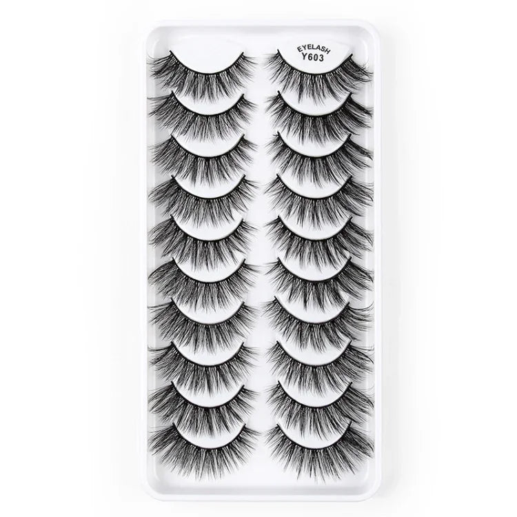 10 Paar 3D-Katzenaugen-Wimpern, natürlich dicht und voluminös, Y600, Y601, Y602, Y603, Y604, Y605, Y606, Y607, Y608, Y609
