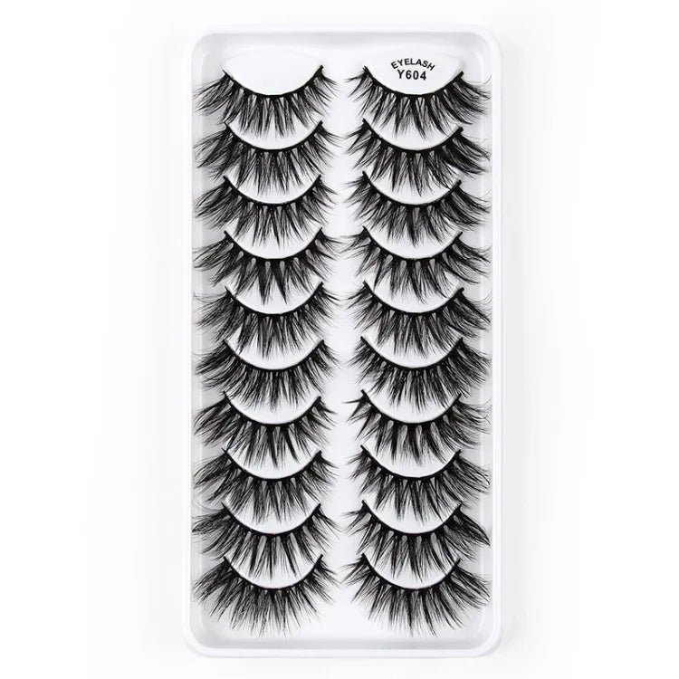 10 Paar 3D-Katzenaugen-Wimpern, natürlich dicht und voluminös, Y600, Y601, Y602, Y603, Y604, Y605, Y606, Y607, Y608, Y609