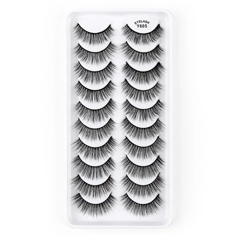 10 Paar 3D-Katzenaugen-Wimpern, natürlich dicht und voluminös, Y600, Y601, Y602, Y603, Y604, Y605, Y606, Y607, Y608, Y609