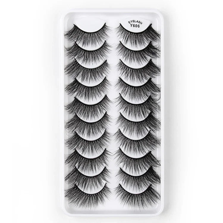 10 Paar 3D-Katzenaugen-Wimpern, natürlich dicht und voluminös, Y600, Y601, Y602, Y603, Y604, Y605, Y606, Y607, Y608, Y609