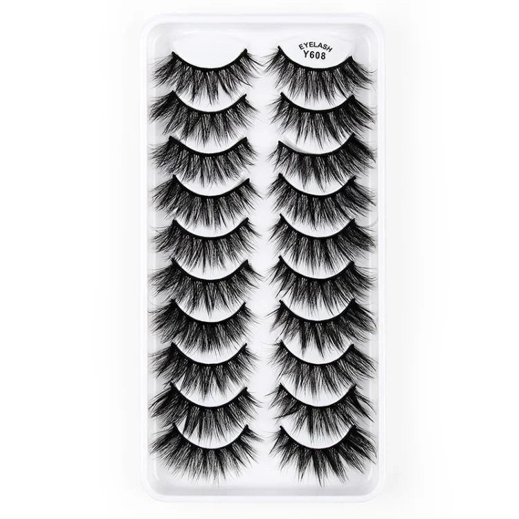 10 Paar 3D-Katzenaugen-Wimpern, natürlich dicht und voluminös, Y600, Y601, Y602, Y603, Y604, Y605, Y606, Y607, Y608, Y609