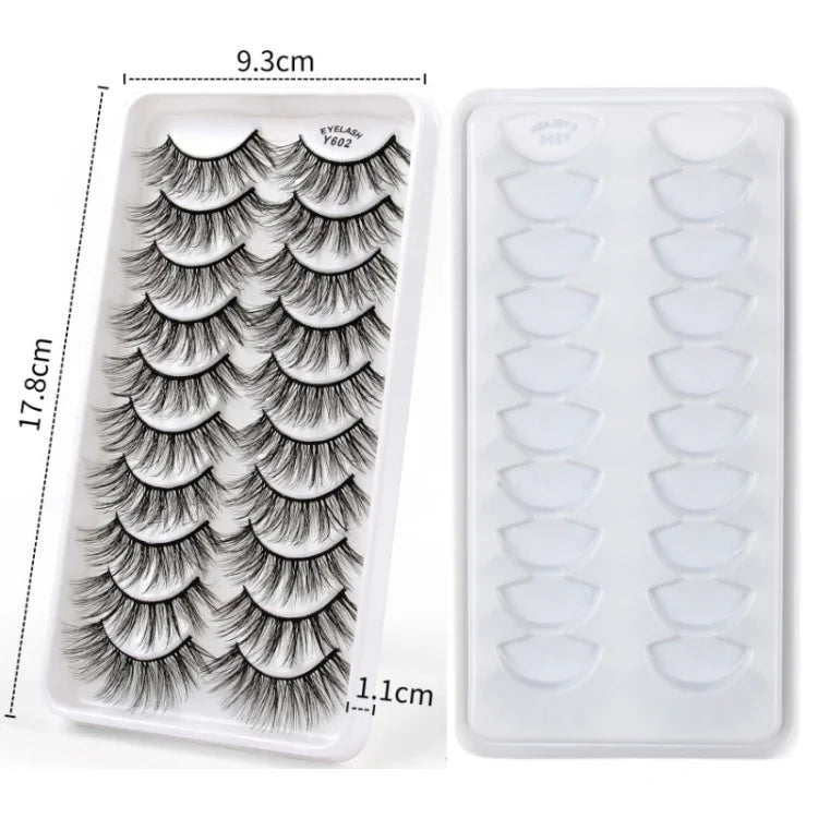10 Paar 3D-Katzenaugen-Wimpern, natürlich dicht und voluminös, Y600, Y601, Y602, Y603, Y604, Y605, Y606, Y607, Y608, Y609