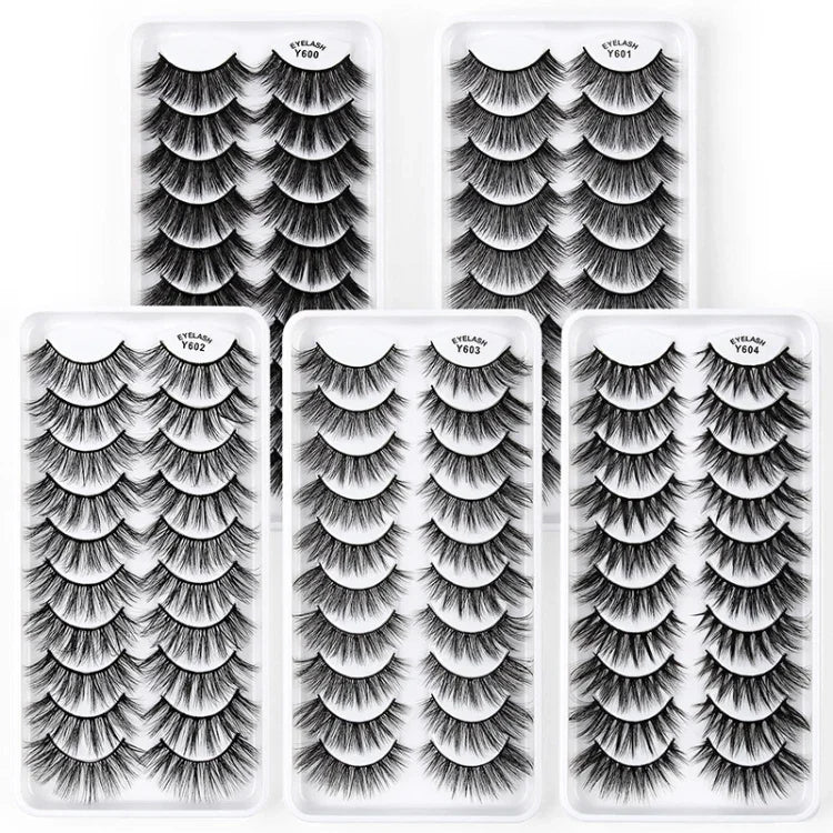 10 Paar 3D-Katzenaugen-Wimpern, natürlich dicht und voluminös, Y600, Y601, Y602, Y603, Y604, Y605, Y606, Y607, Y608, Y609