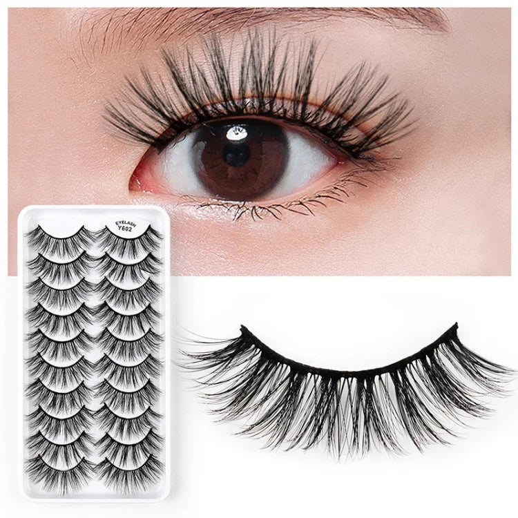 10 Paar 3D-Katzenaugen-Wimpern, natürlich dicht und voluminös, Y600, Y601, Y602, Y603, Y604, Y605, Y606, Y607, Y608, Y609
