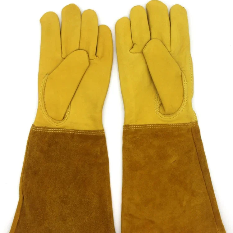 1 Paar JJ-GD305 schnittfeste Gartenhandschuhe aus echtem Leder mit Stichschutz, Größe: S, M, L, XL