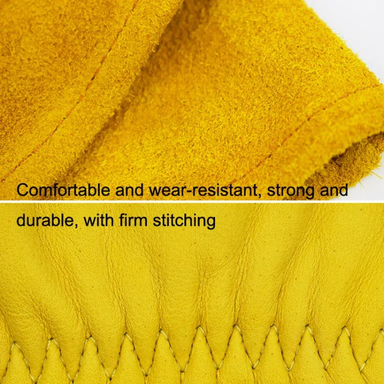 1 Paar JJ-GD305 schnittfeste Gartenhandschuhe aus echtem Leder mit Stichschutz, Größe: S, M, L, XL