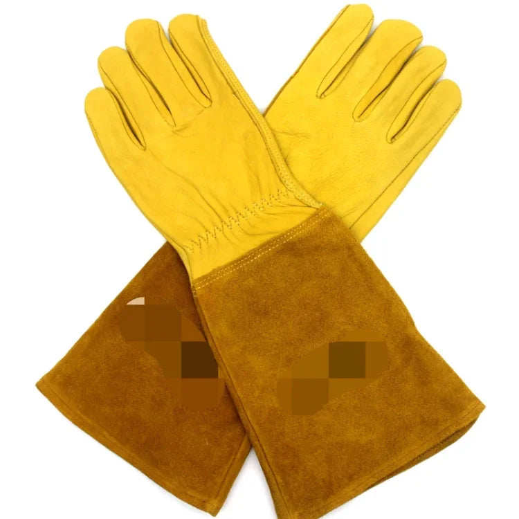 1 Paar JJ-GD305 schnittfeste Gartenhandschuhe aus echtem Leder mit Stichschutz, Größe: S, M, L, XL