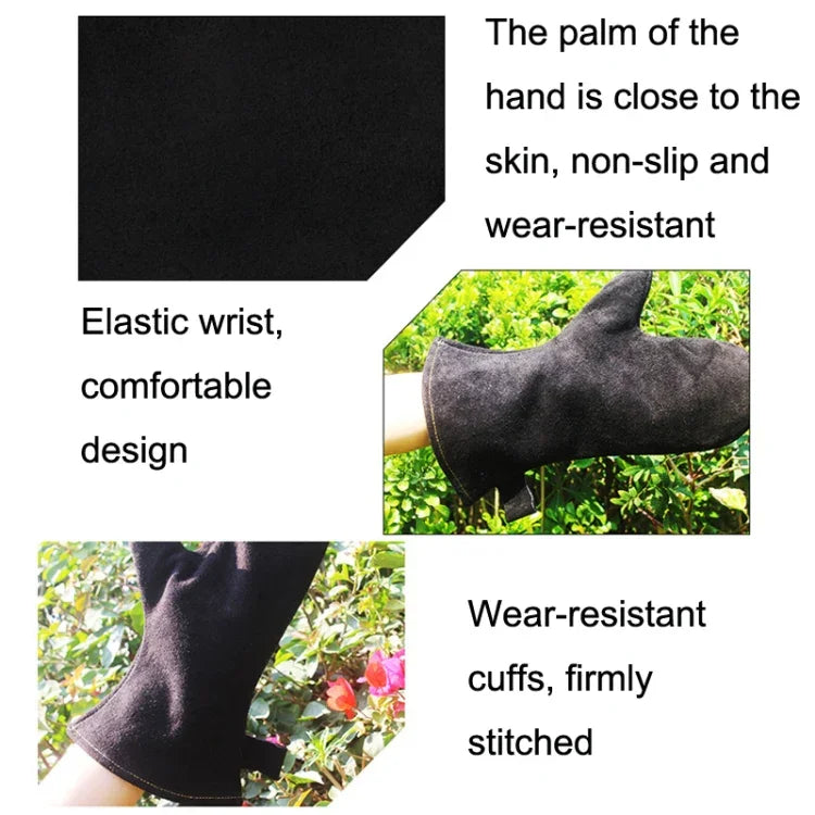 1 Paar Outdoor BBQ Handschuhe aus echtem Leder, hitzebeständig, KX139