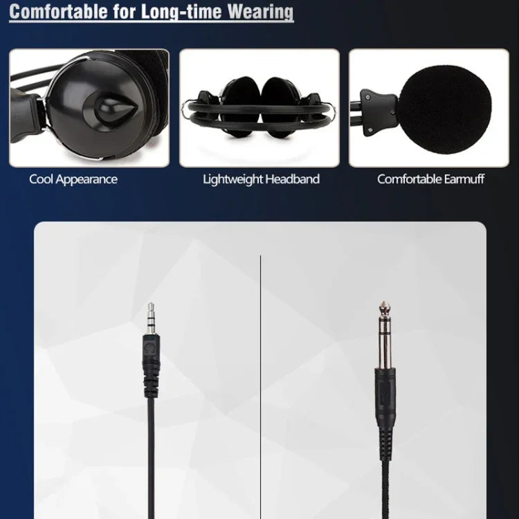 Soyto SY808MV Online-Klasse Büro-Computer-Headset, Kabellänge: 1,6 m, Schwarz 3,5 mm, Schwarz 6,5 mm