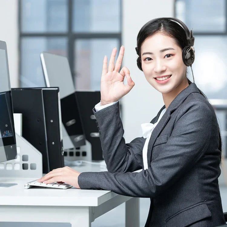 Soyto SY808MV Online-Klasse Büro-Computer-Headset, Kabellänge: 1,6 m, Schwarz 3,5 mm, Schwarz 6,5 mm