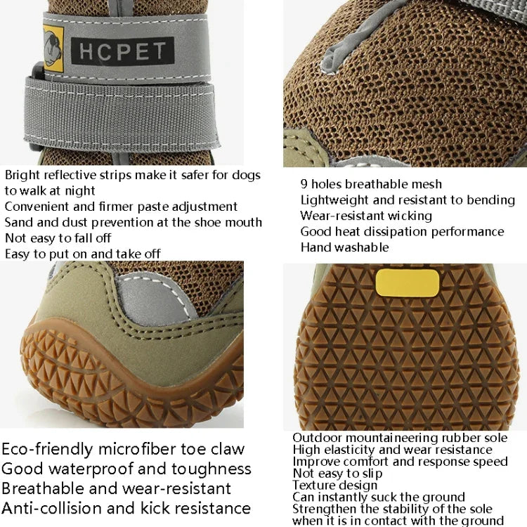 4er-Set atmungsaktive Hundeschuhe aus Netzgewebe von HCPET, Nr. 1 4 cm, Nr. 2 4,5 cm, Nr. 3 5 cm, Nr. 4 5,5 cm, Nr. 5 6 cm, Nr. 6 6,5 cm, Nr. 7 7 cm, Nr. 8 7,5 cm