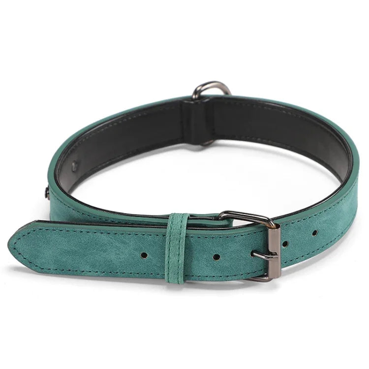 JINMAOHOU Dogs Double-Layer Leather Collar, XS 34x1.7cm, S 39x2.2cm, M 49x2.7cm, L 59x3.2cm