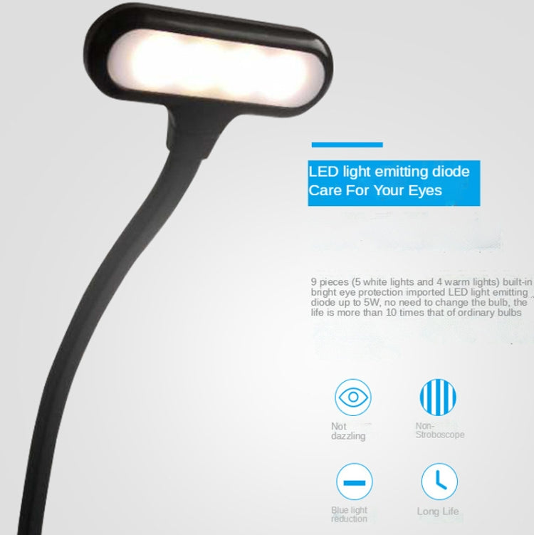 8021 Mini Buchclip Licht LED Noten Augenschutz Leselampe, Schwarz, Weiß