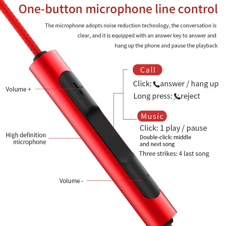 EN3900 3,5mm Stecker In-Ear Kabelgebundener Kopfhörer mit Mikrofon, Weiß, Rot, Schwarz