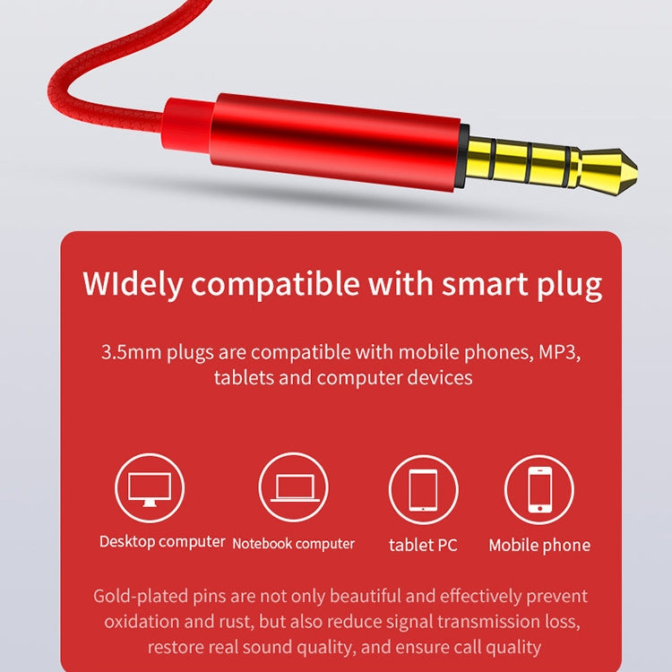 EN3900 3,5mm Stecker In-Ear Kabelgebundener Kopfhörer mit Mikrofon, Weiß, Rot, Schwarz