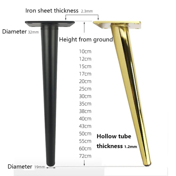 LH-ZT-0001 Konische Rundrohr-Möbelfüße, Stil:, Schräger Kegel Höhe 25 cm, Schräger Kegel Höhe 30 cm, Schräger Kegel Höhe 35 cm, Schräger Kegel Höhe 38 cm, Schräger Kegel Höhe 40 cm, Schräger Kegel Höhe 43 cm, Schräger Kegel Höhe 45 cm