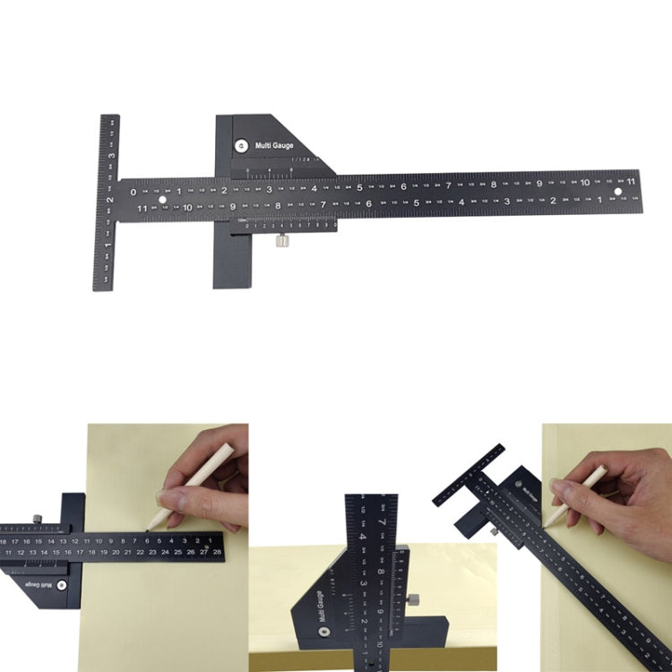 T072 Holzbearbeitung Multifunktionales Aluminiumlegierungs-Anreißlineal, T072