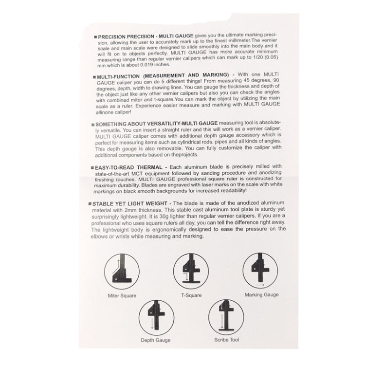T072 Holzbearbeitung Multifunktionales Aluminiumlegierungs-Anreißlineal, T072